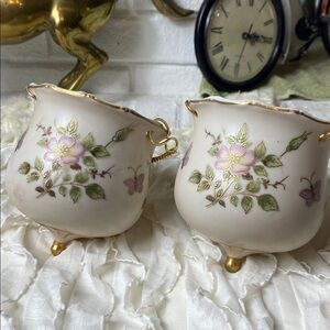 Lenwile porcelain wall planter or cachepot with a hand-painted floral.